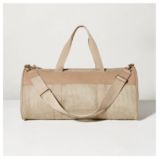 HEARTH & HAND Magnolia Canvas Travel Duffel Bag Khaki - Picture 2 of 14
